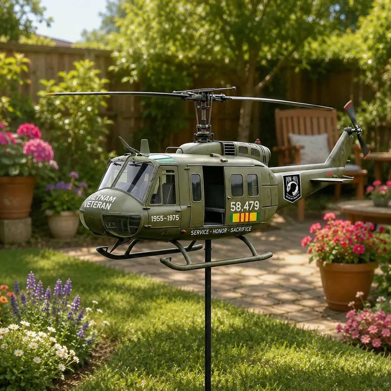 2D flat vietnam veteran uh-1-helicopter-wind-spinner